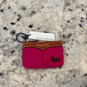 Dooney & Bourke Fuchsia Pouch with Brown Trim